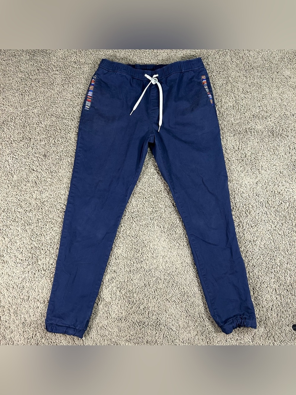 Wowie Jogger Mens Large Tall(32x29)Blue Aztec Chino Stretch Casual Western Pants
